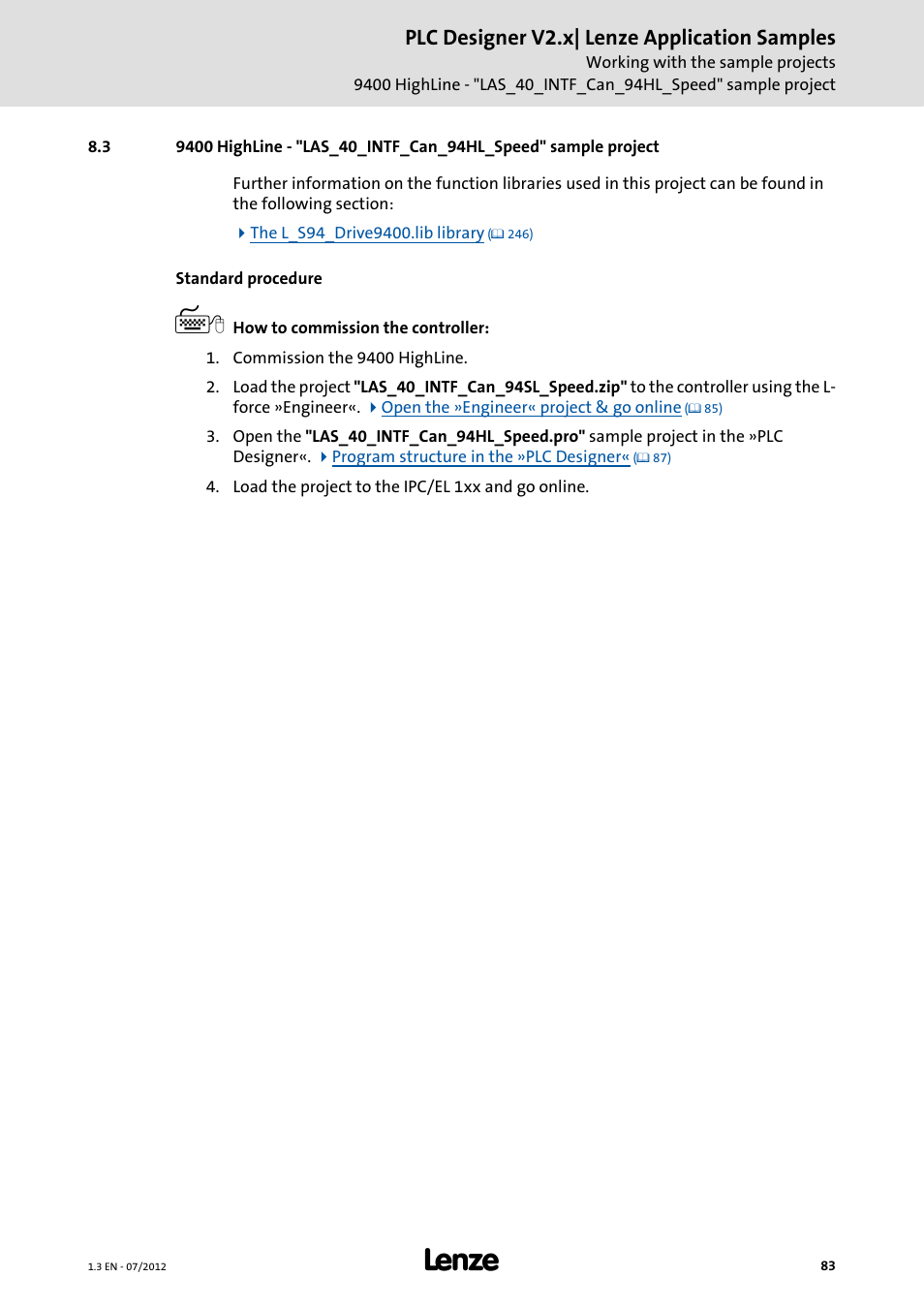 Plc designer v2.x| lenze application samples | Lenze PLC Designer V2.x User Manual | Page 83 / 336