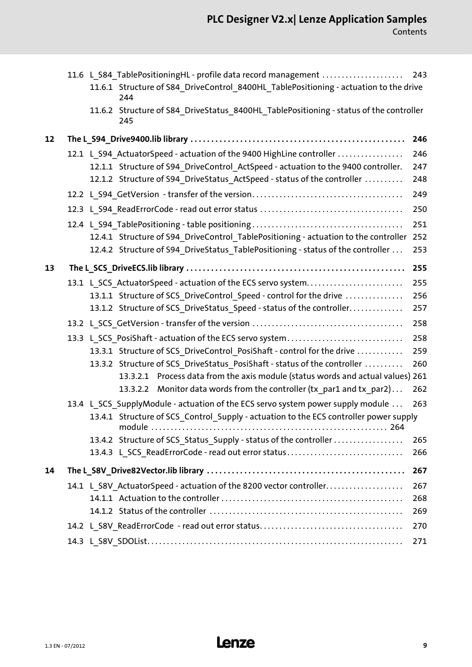 Plc designer v2.x| lenze application samples | Lenze PLC Designer V2.x User Manual | Page 9 / 336