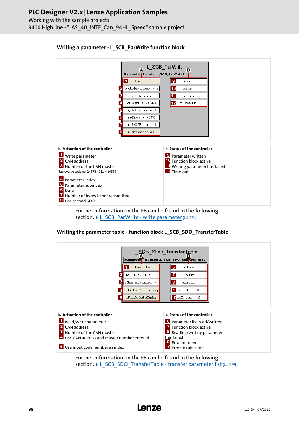 Plc designer v2.x| lenze application samples | Lenze PLC Designer V2.x User Manual | Page 98 / 336