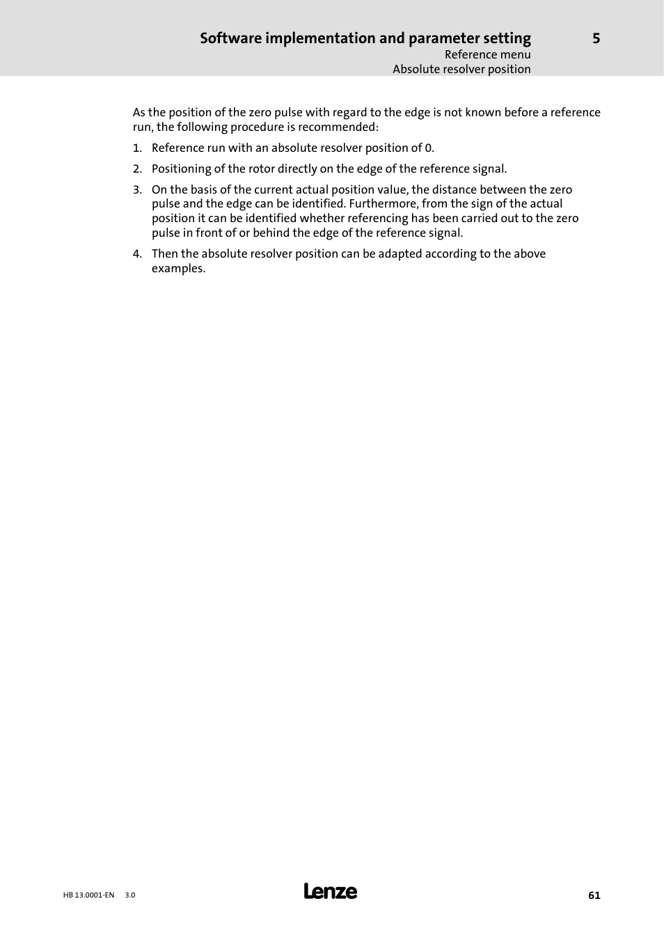 Software implementation and parameter setting | Lenze 931W User Manual | Page 61 / 78