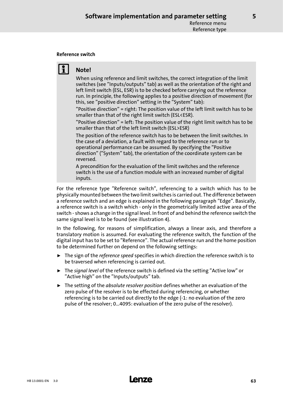 Software implementation and parameter setting | Lenze 931W User Manual | Page 63 / 78
