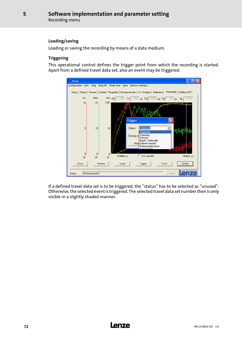Software implementation and parameter setting | Lenze 931W User Manual | Page 72 / 78