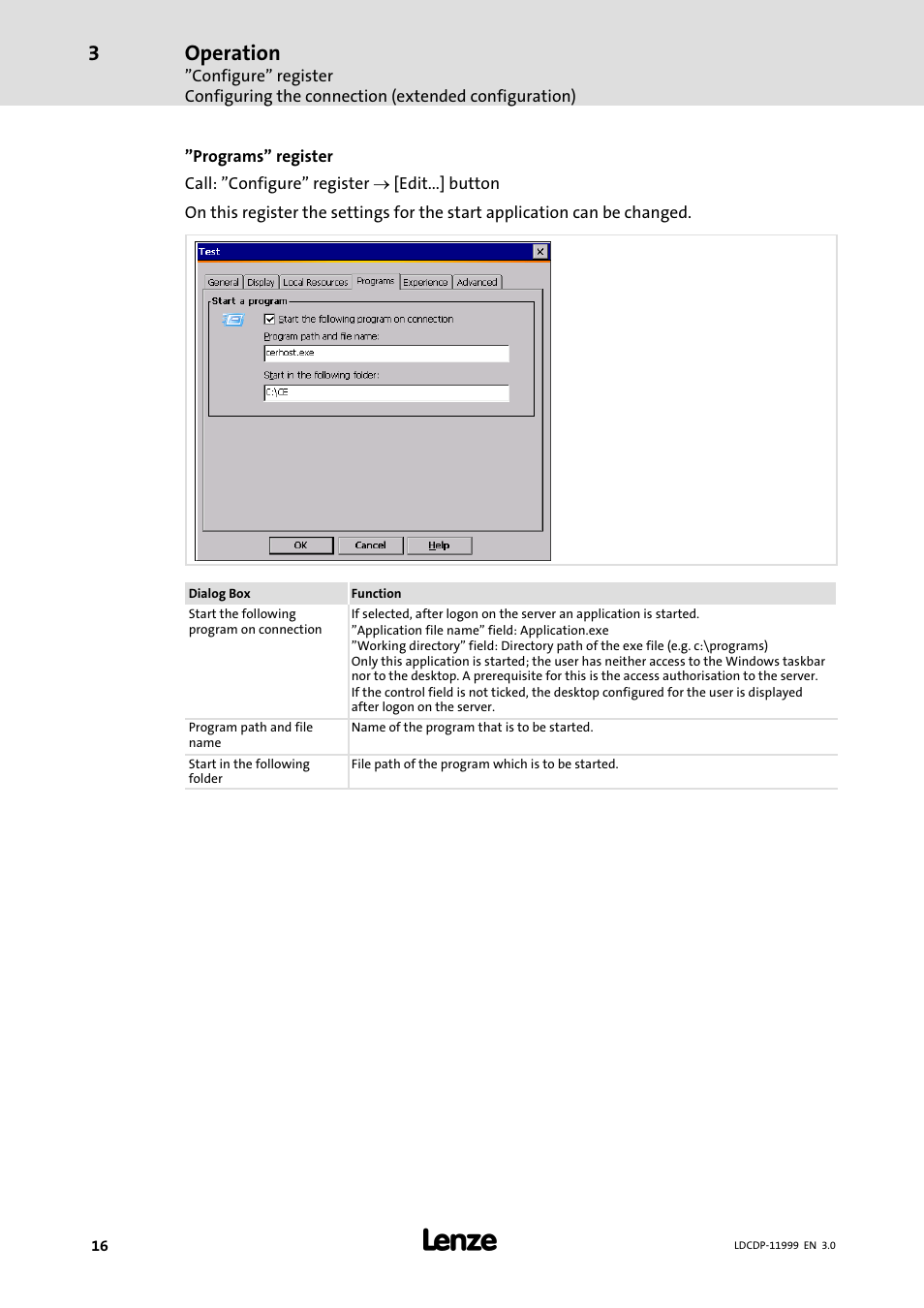 Operation | Lenze IPC Operating System Windows CE Thin Client User Manual | Page 16 / 26
