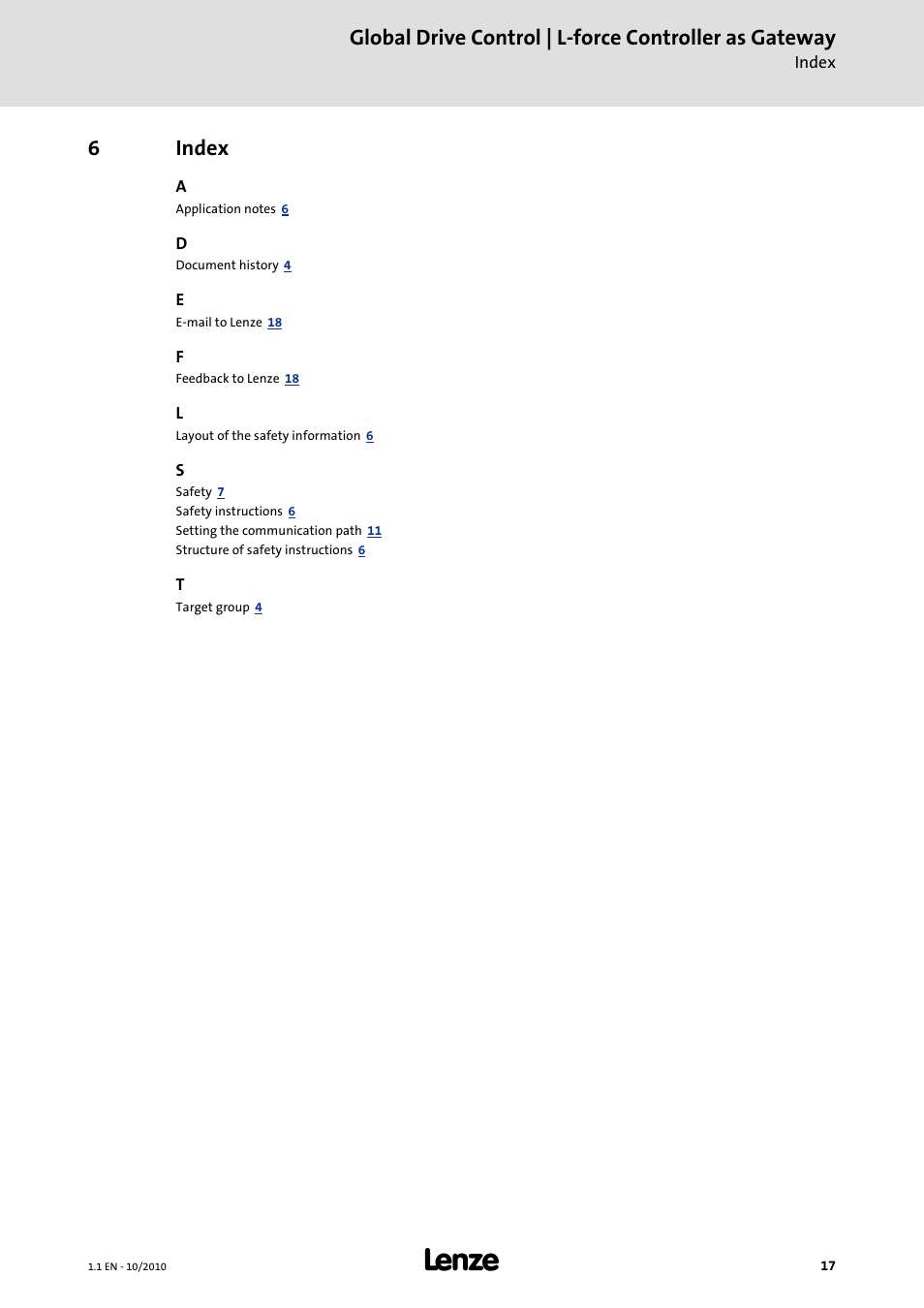 6 index, Index, 6index | Lenze Global Drive Control (GDC) User Manual | Page 17 / 20
