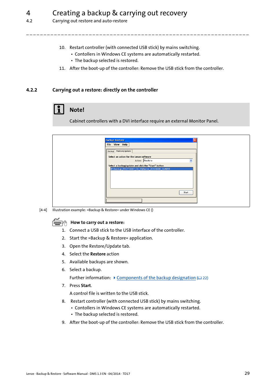 4creating a backup & carrying out recovery | Lenze Backup & Restore Data saving and restoring User Manual | Page 29 / 43