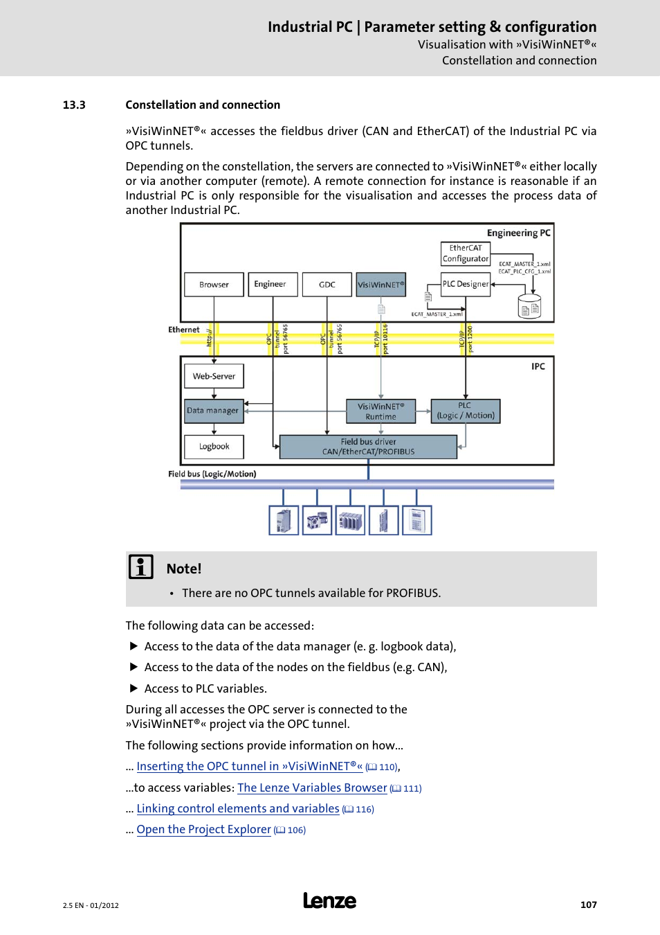 3 constellation and connection, Industrial pc | parameter setting & configuration | Lenze PC-based Automation Industrial PC User Manual | Page 107 / 226