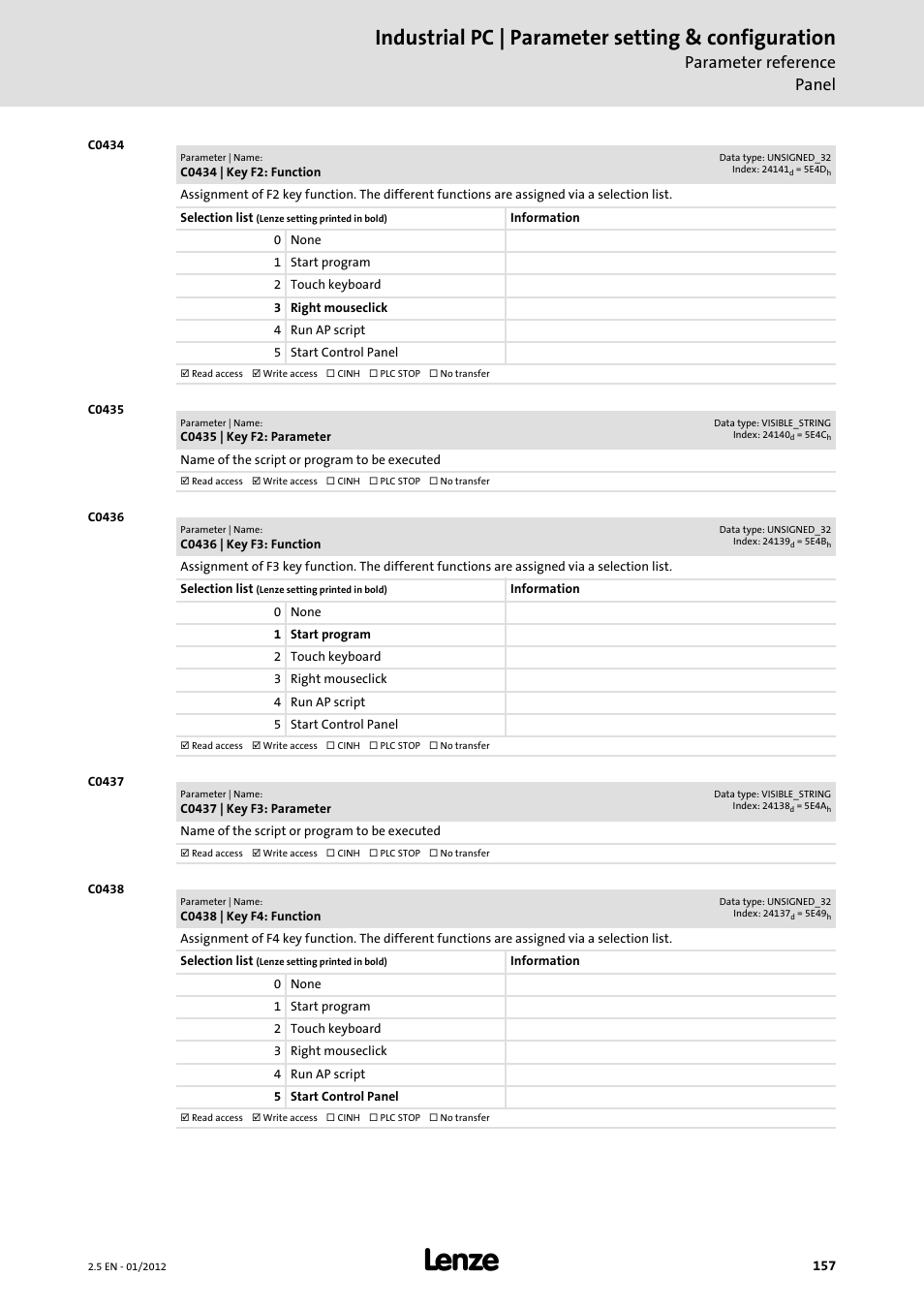 Industrial pc | parameter setting & configuration, Parameter reference panel | Lenze PC-based Automation Industrial PC User Manual | Page 157 / 226