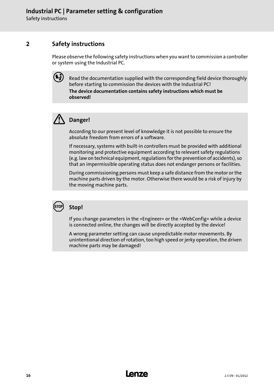 2 safety instructions, Safety instructions | Lenze PC-based Automation Industrial PC User Manual | Page 16 / 226