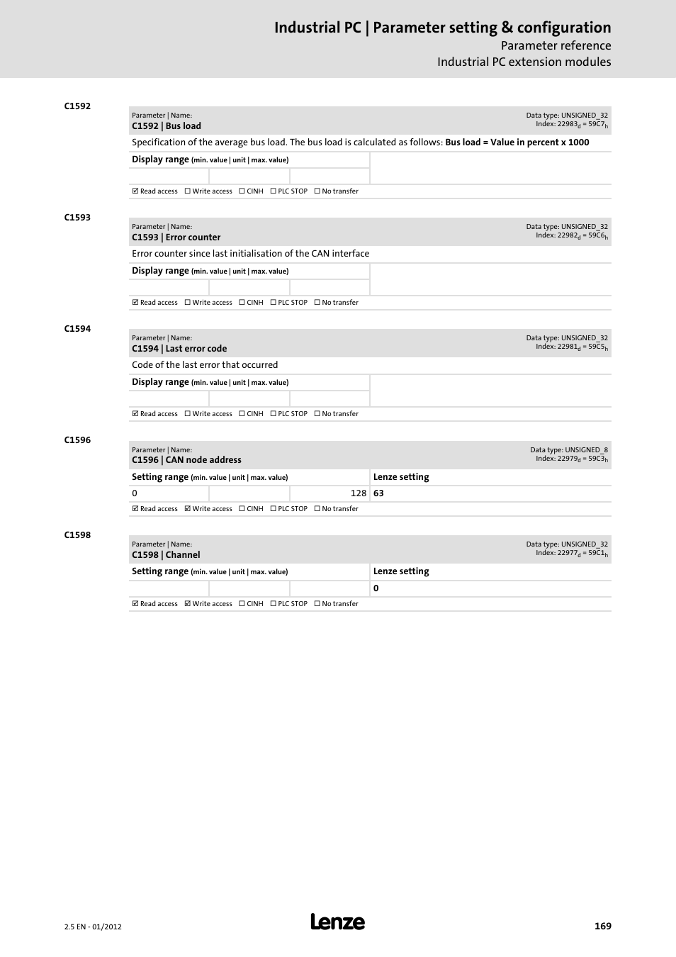 Industrial pc | parameter setting & configuration | Lenze PC-based Automation Industrial PC User Manual | Page 169 / 226