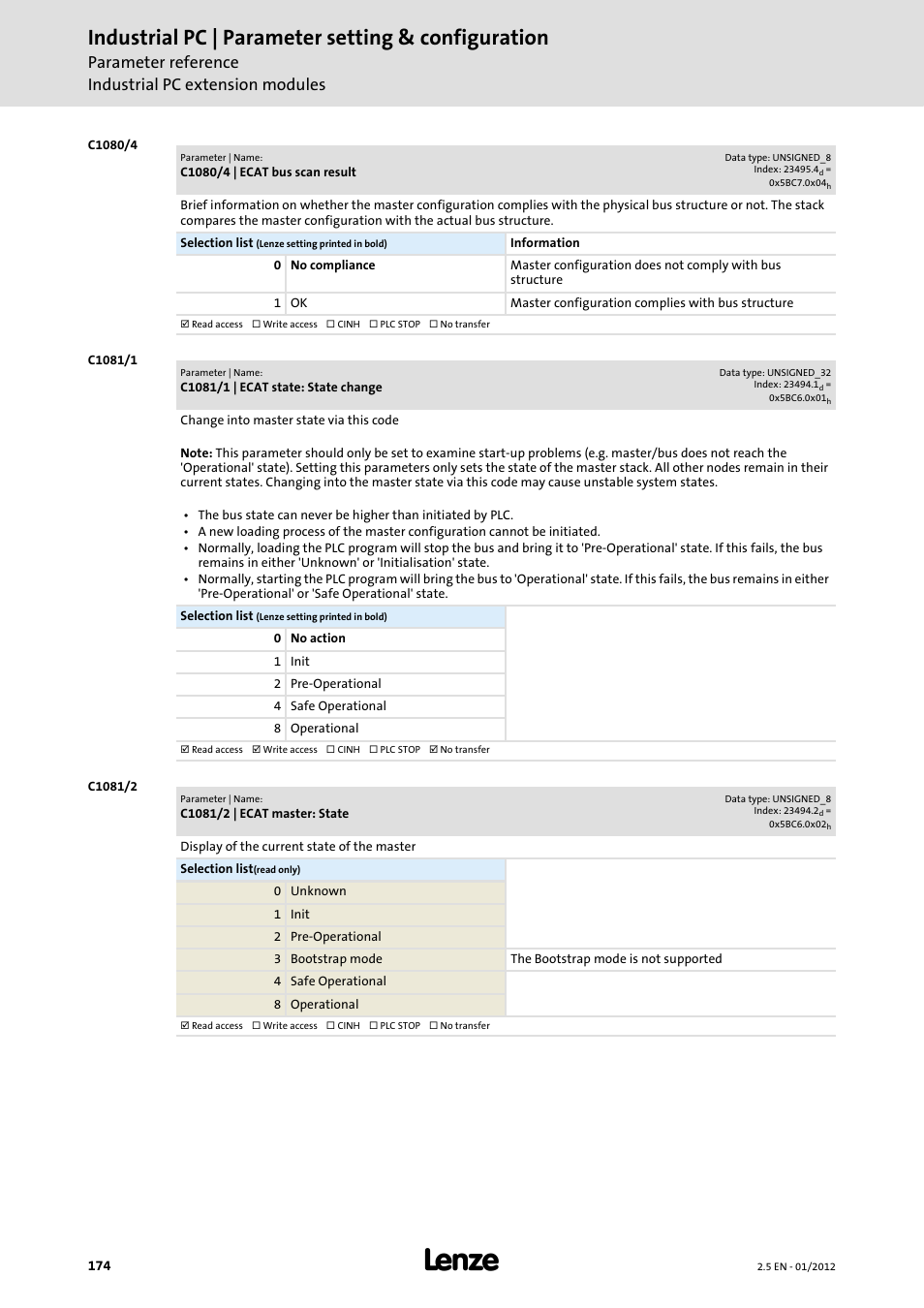 Industrial pc | parameter setting & configuration | Lenze PC-based Automation Industrial PC User Manual | Page 174 / 226