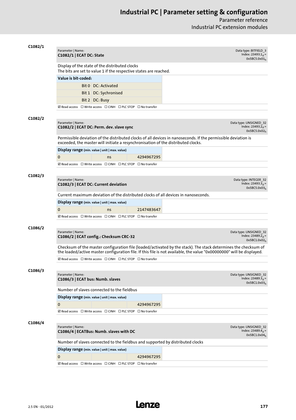 Industrial pc | parameter setting & configuration | Lenze PC-based Automation Industrial PC User Manual | Page 177 / 226