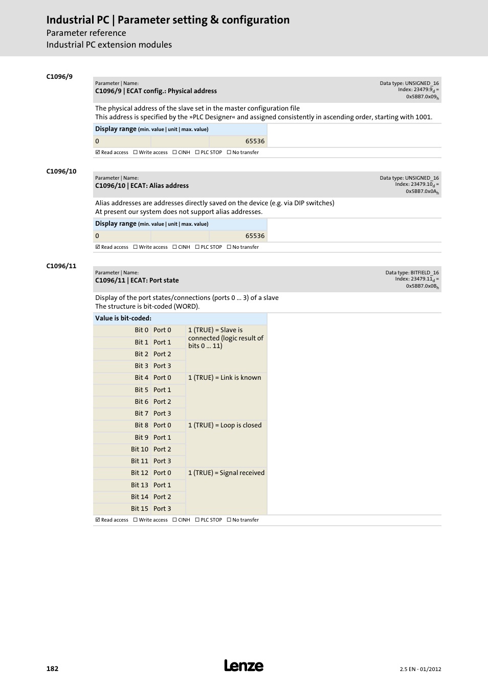 Industrial pc | parameter setting & configuration | Lenze PC-based Automation Industrial PC User Manual | Page 182 / 226