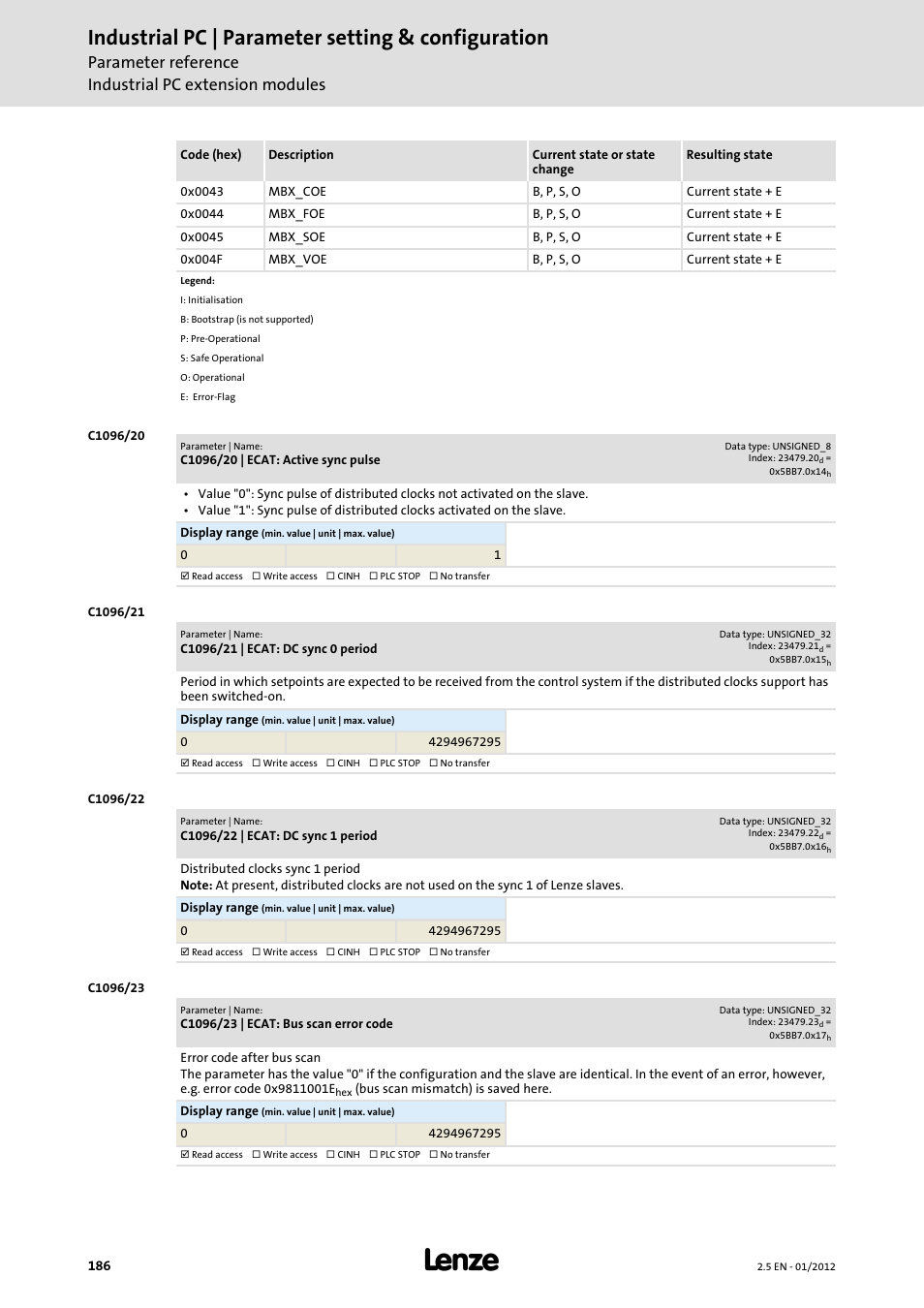 Industrial pc | parameter setting & configuration | Lenze PC-based Automation Industrial PC User Manual | Page 186 / 226