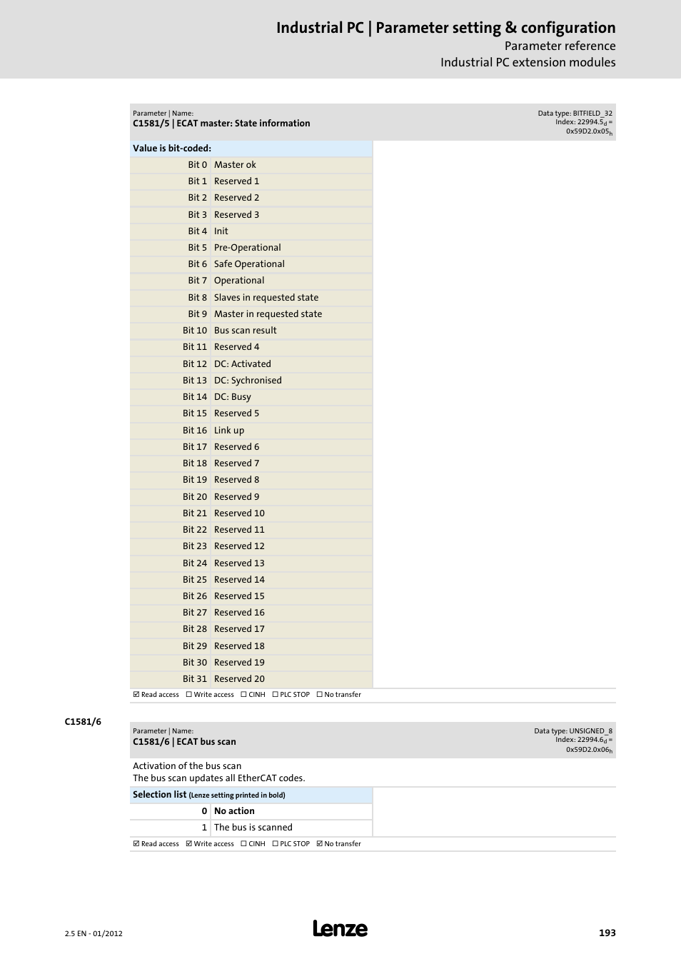 Industrial pc | parameter setting & configuration | Lenze PC-based Automation Industrial PC User Manual | Page 193 / 226