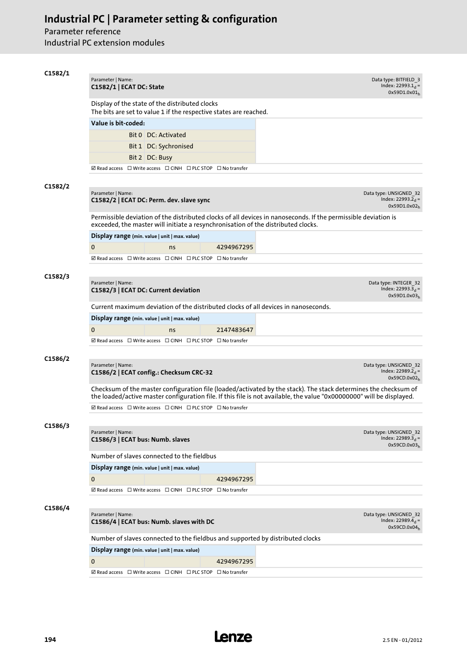 Industrial pc | parameter setting & configuration | Lenze PC-based Automation Industrial PC User Manual | Page 194 / 226