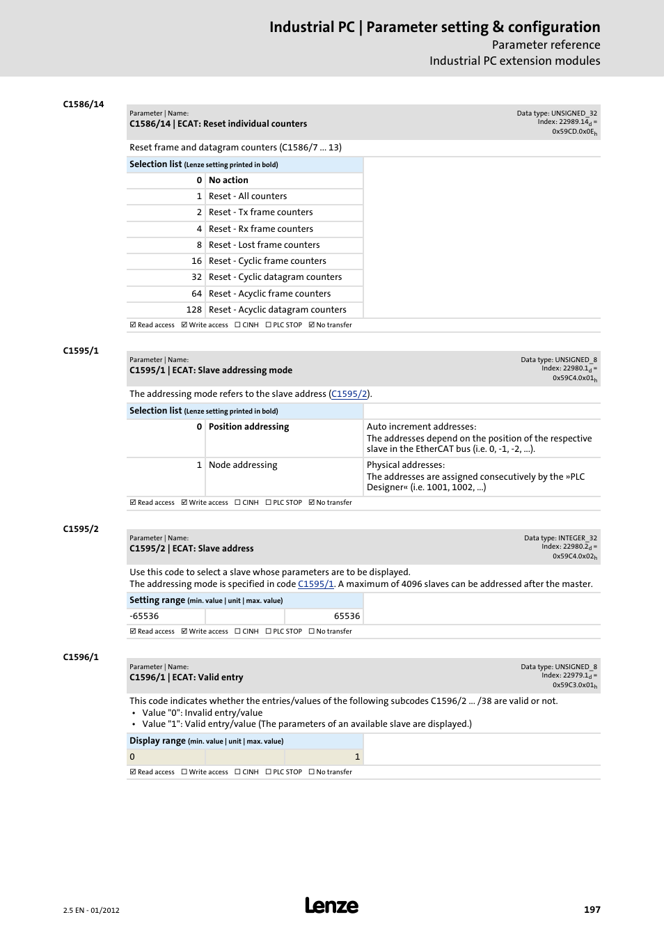 Industrial pc | parameter setting & configuration | Lenze PC-based Automation Industrial PC User Manual | Page 197 / 226