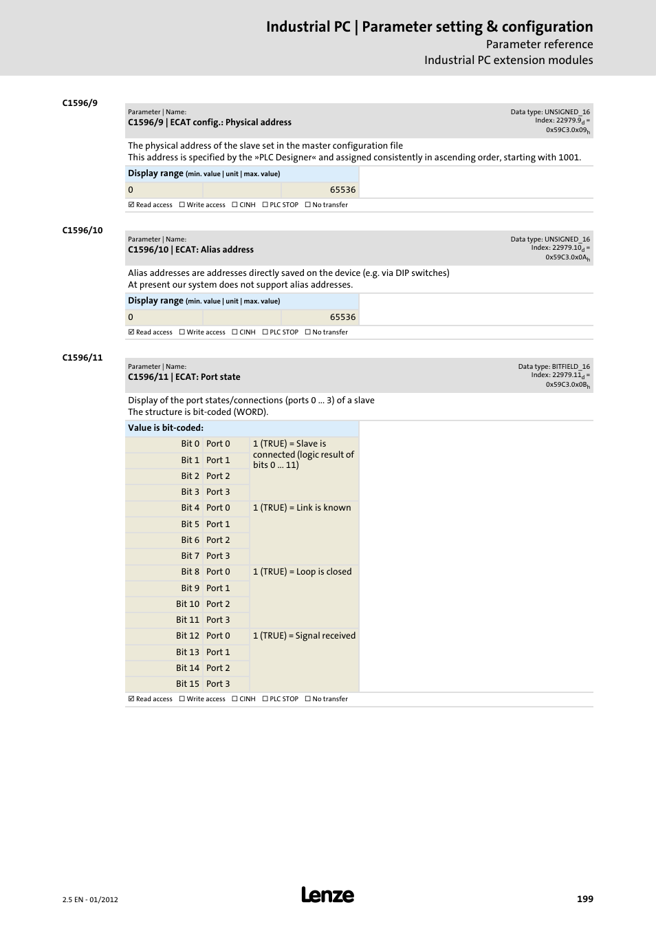 Industrial pc | parameter setting & configuration | Lenze PC-based Automation Industrial PC User Manual | Page 199 / 226