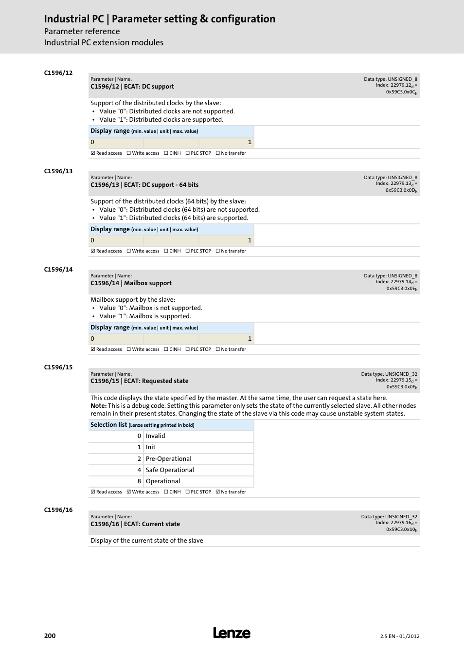 Industrial pc | parameter setting & configuration | Lenze PC-based Automation Industrial PC User Manual | Page 200 / 226