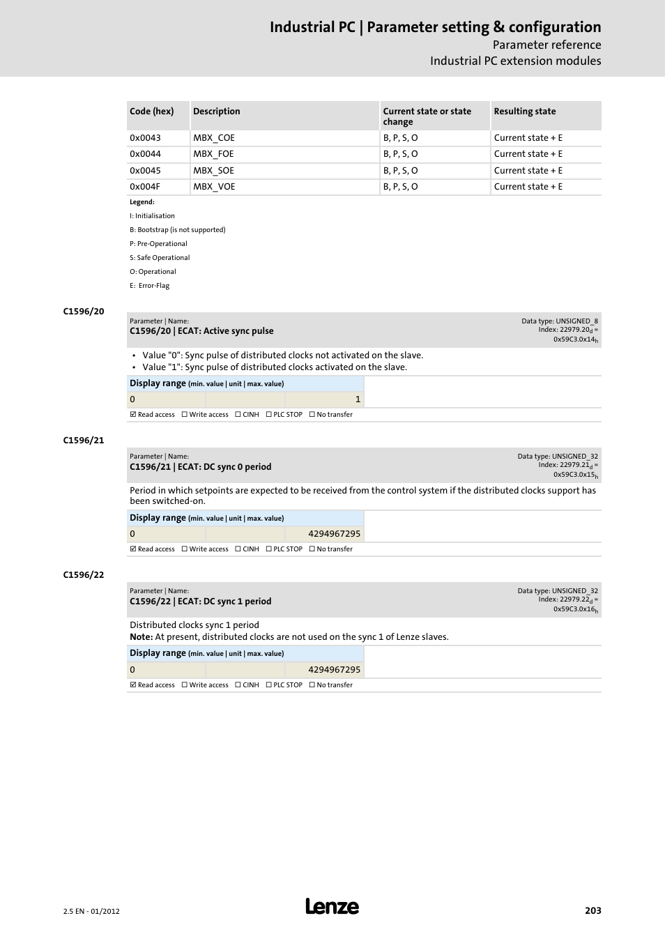 Industrial pc | parameter setting & configuration | Lenze PC-based Automation Industrial PC User Manual | Page 203 / 226