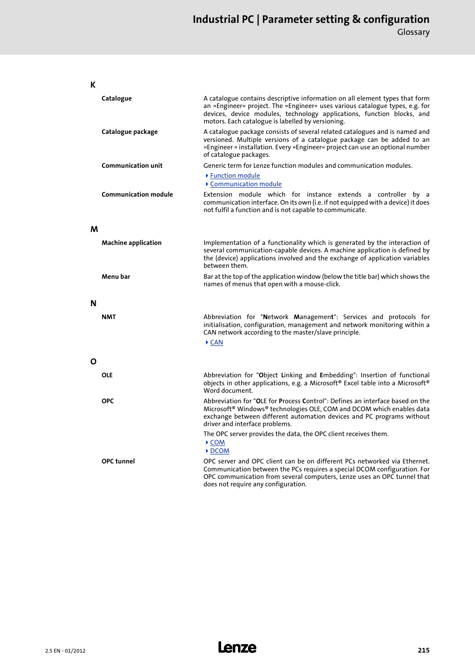 Industrial pc | parameter setting & configuration | Lenze PC-based Automation Industrial PC User Manual | Page 215 / 226