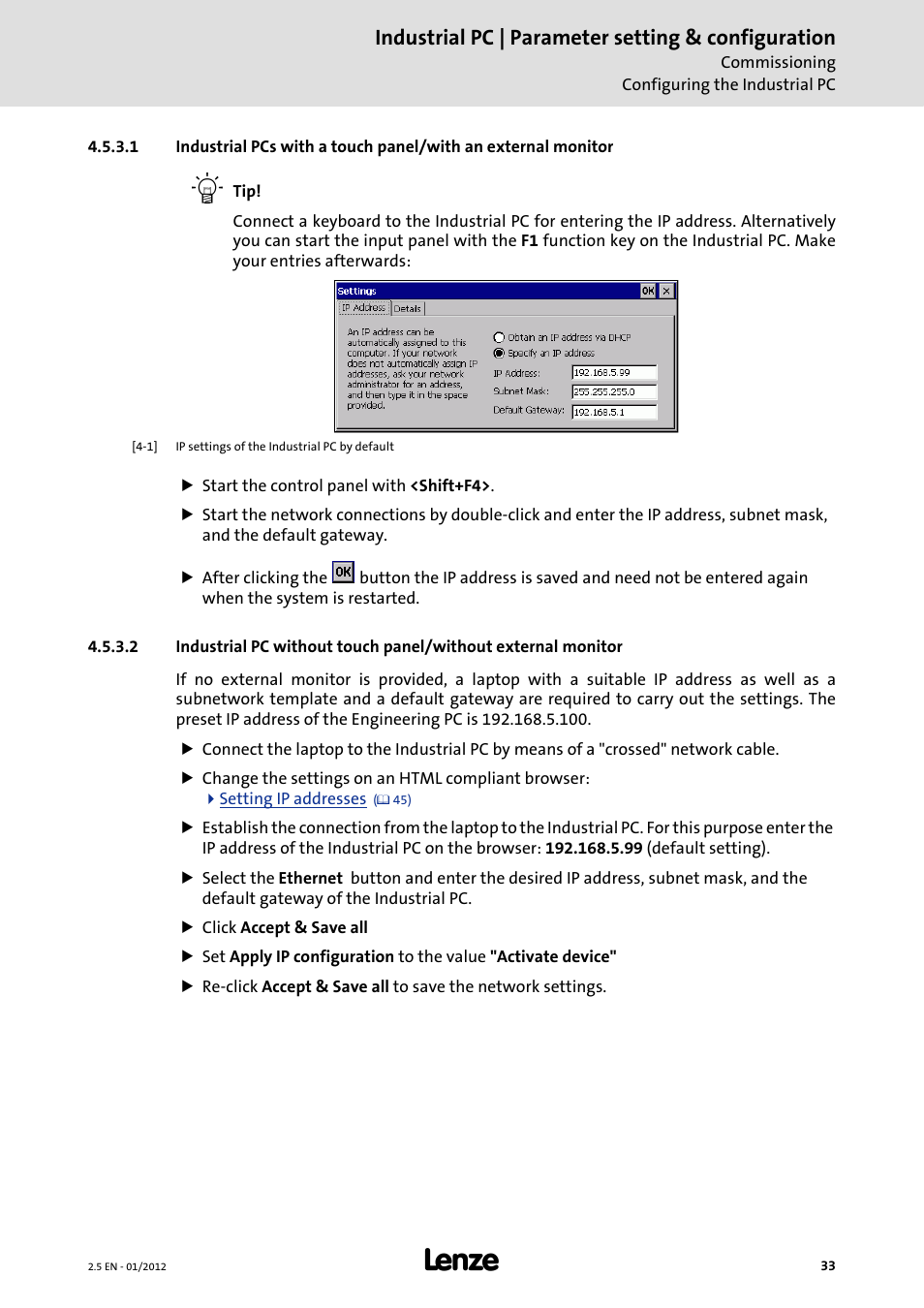 Industrial pc | parameter setting & configuration | Lenze PC-based Automation Industrial PC User Manual | Page 33 / 226