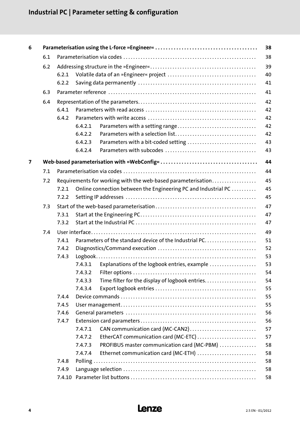 Industrial pc | parameter setting & configuration | Lenze PC-based Automation Industrial PC User Manual | Page 4 / 226