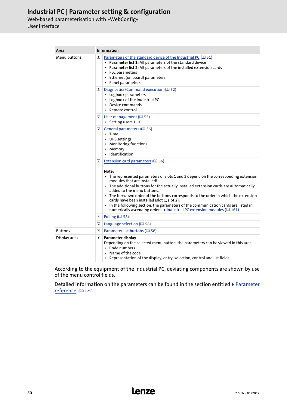 Industrial pc | parameter setting & configuration | Lenze PC-based Automation Industrial PC User Manual | Page 50 / 226