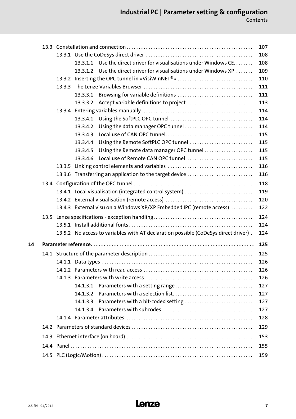 Industrial pc | parameter setting & configuration | Lenze PC-based Automation Industrial PC User Manual | Page 7 / 226