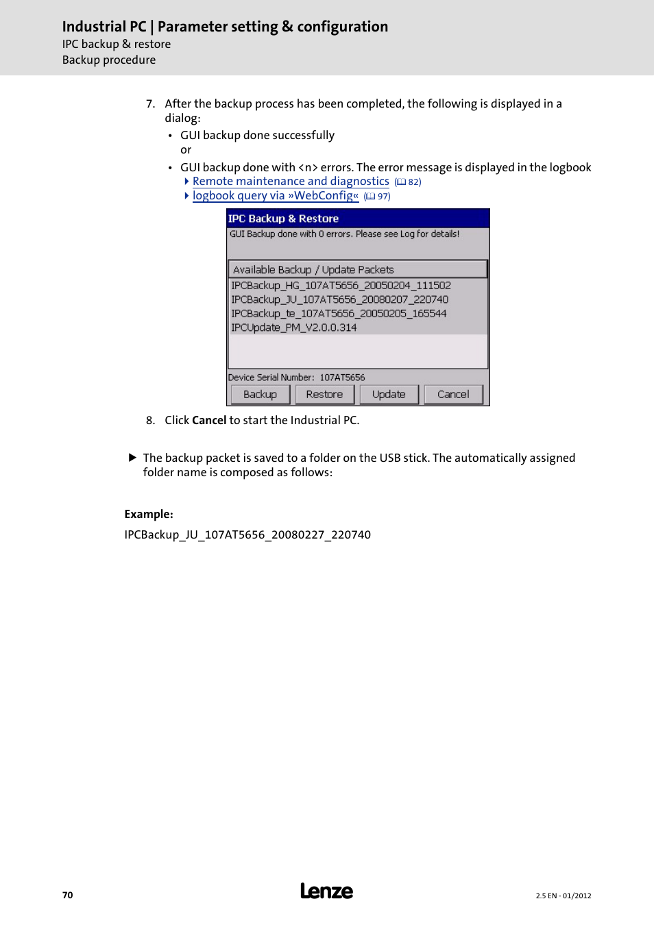 Industrial pc | parameter setting & configuration | Lenze PC-based Automation Industrial PC User Manual | Page 70 / 226
