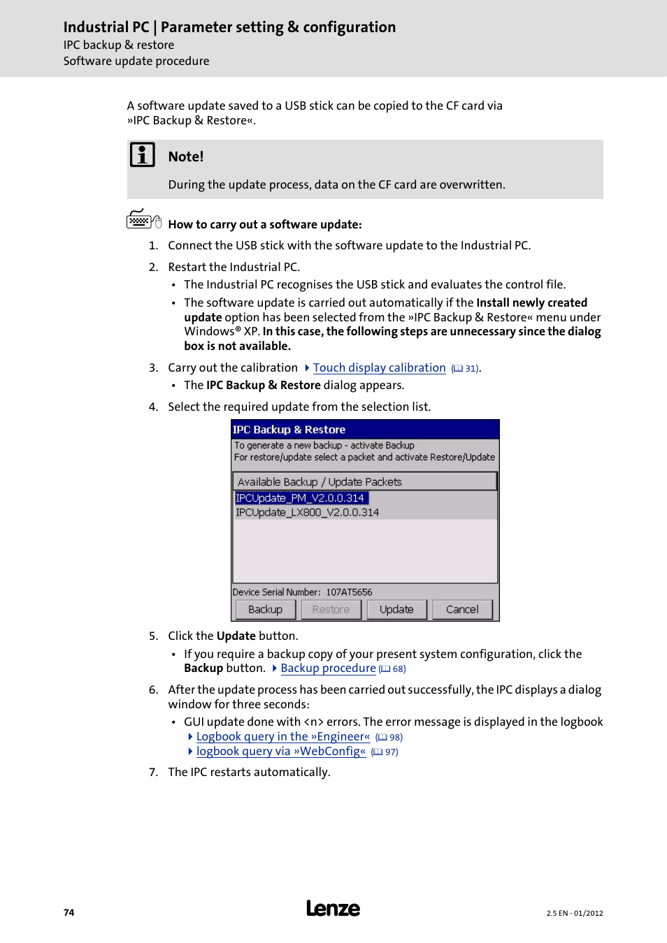 Industrial pc | parameter setting & configuration | Lenze PC-based Automation Industrial PC User Manual | Page 74 / 226