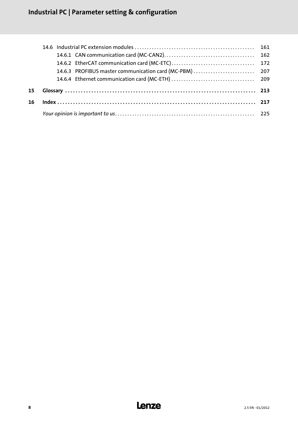 Lenze PC-based Automation Industrial PC User Manual | Page 8 / 226