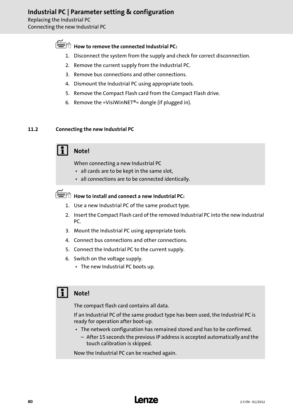 2 connecting the new industrial pc, Connecting the new industrial pc | Lenze PC-based Automation Industrial PC User Manual | Page 80 / 226