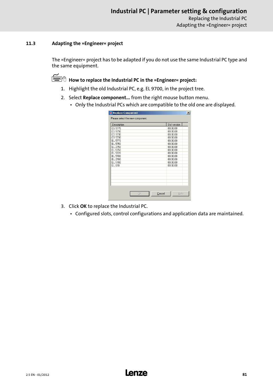 3 adapting the »engineer« project, Adapting the »engineer« project | Lenze PC-based Automation Industrial PC User Manual | Page 81 / 226