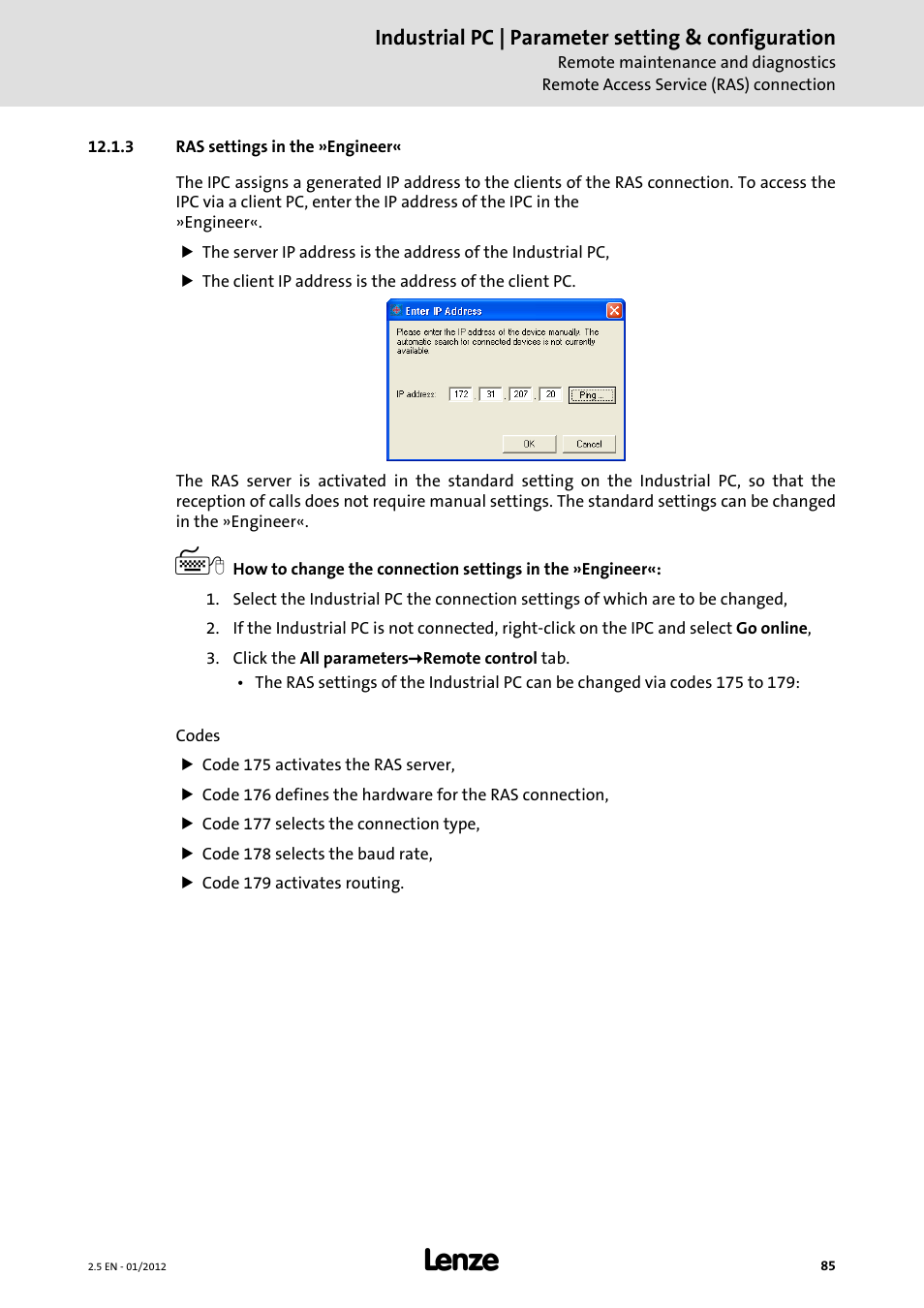 3 ras settings in the »engineer, Ras settings in the »engineer, Industrial pc | parameter setting & configuration | Lenze PC-based Automation Industrial PC User Manual | Page 85 / 226