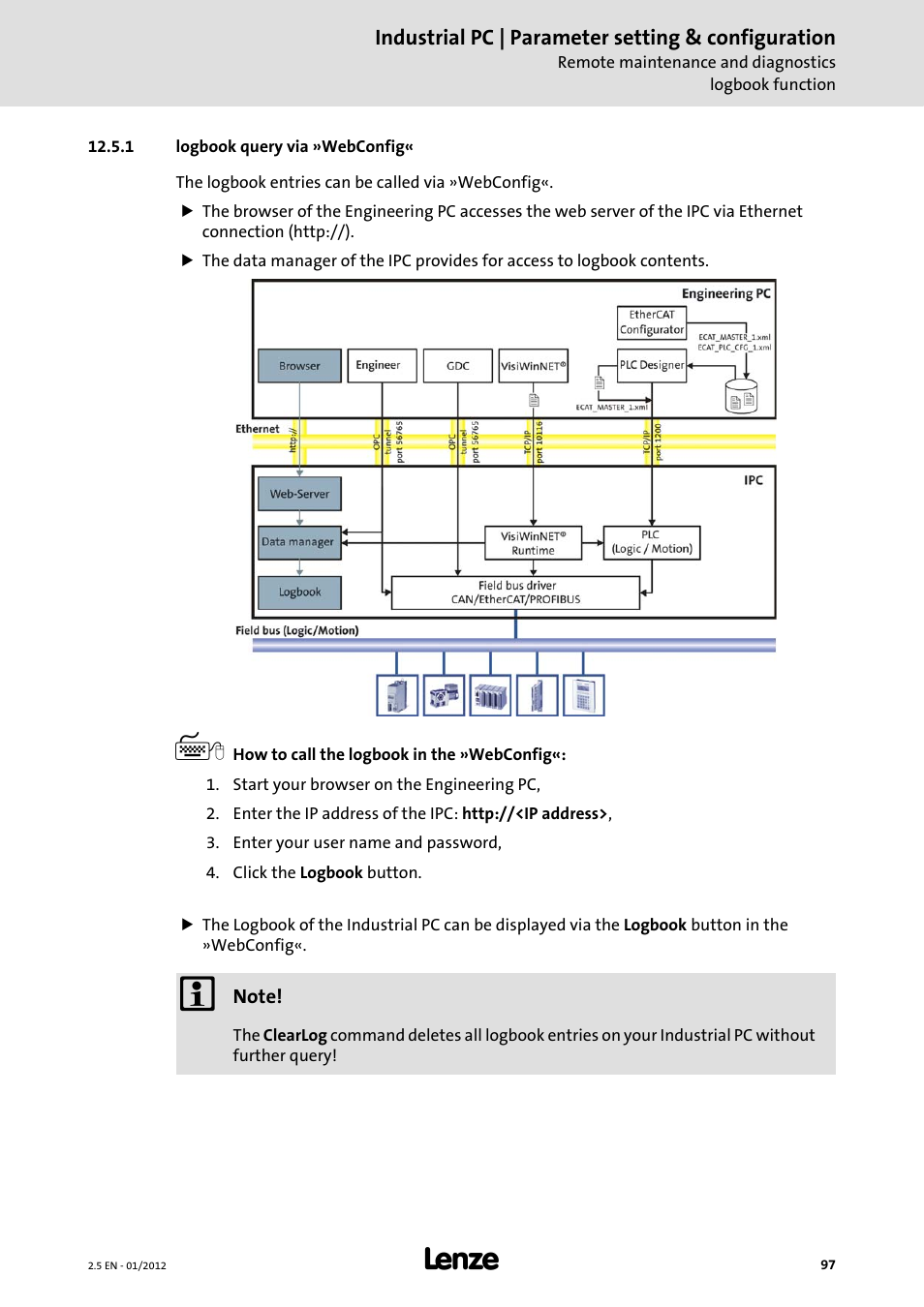 1 logbook query via »webconfig, Logbook query via »webconfig | Lenze PC-based Automation Industrial PC User Manual | Page 97 / 226