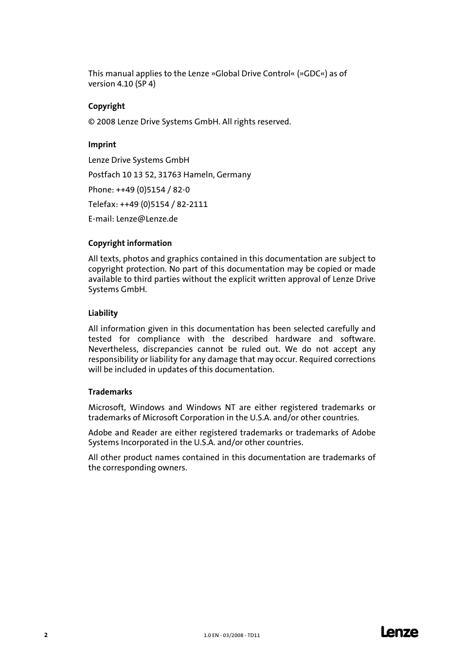 Lenze Global Drive Control (GDC) User Manual | Page 2 / 12
