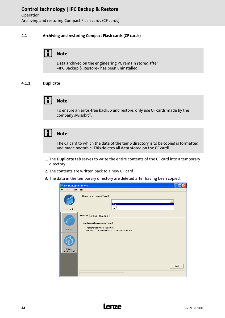 1 duplicate | Lenze Backup + Restore__Backup+Restore (PC-based) User Manual | Page 22 / 40