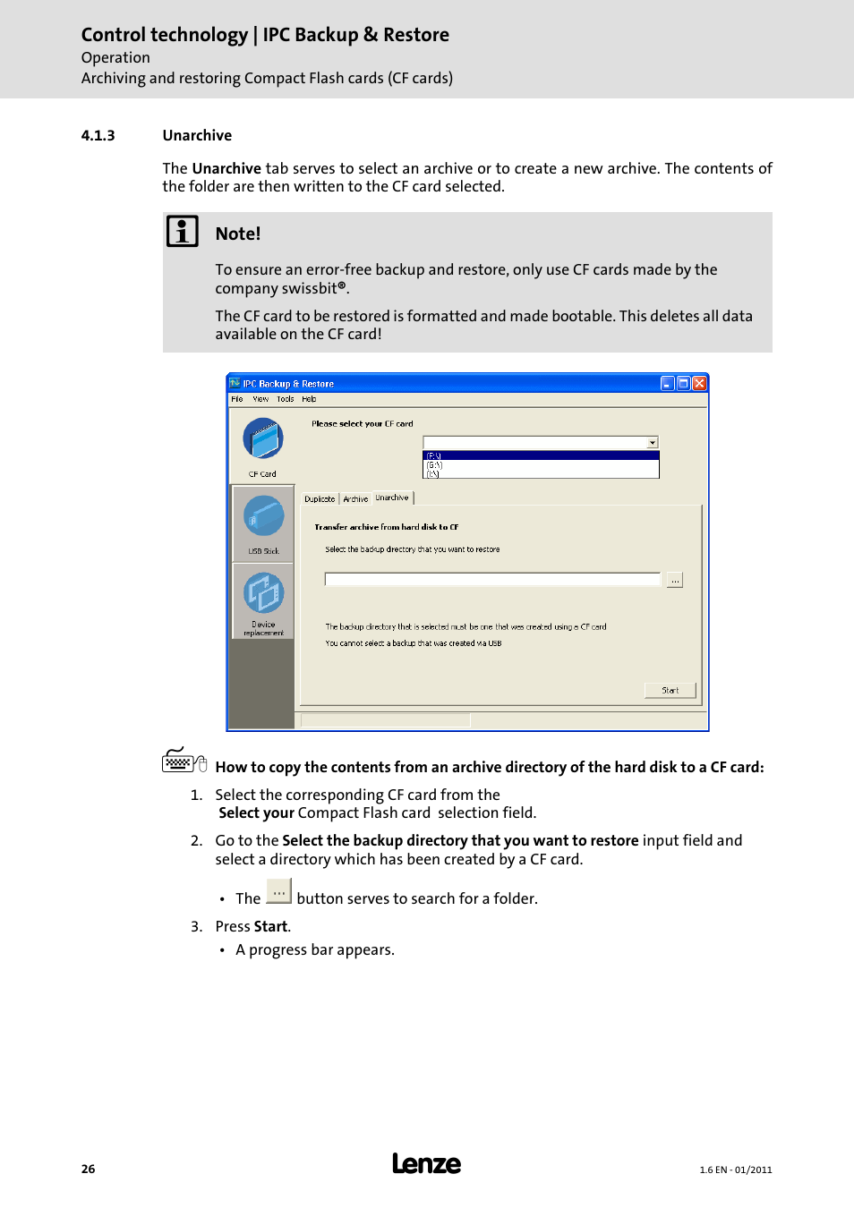 3 unarchive | Lenze Backup + Restore__Backup+Restore (PC-based) User Manual | Page 26 / 40