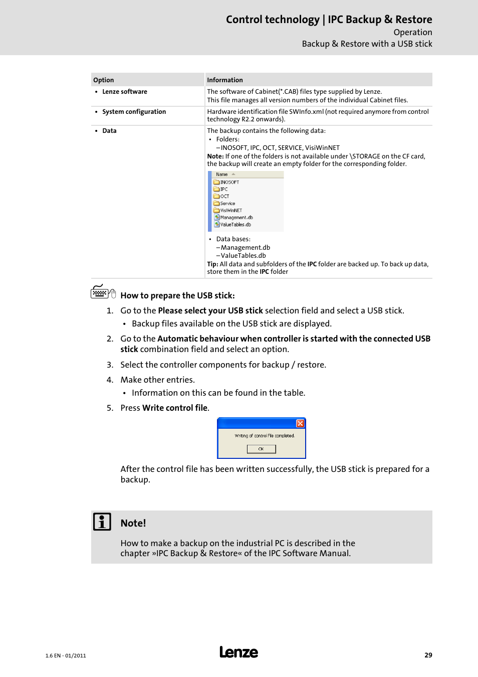 Data, Control technology | ipc backup & restore | Lenze Backup + Restore__Backup+Restore (PC-based) User Manual | Page 29 / 40