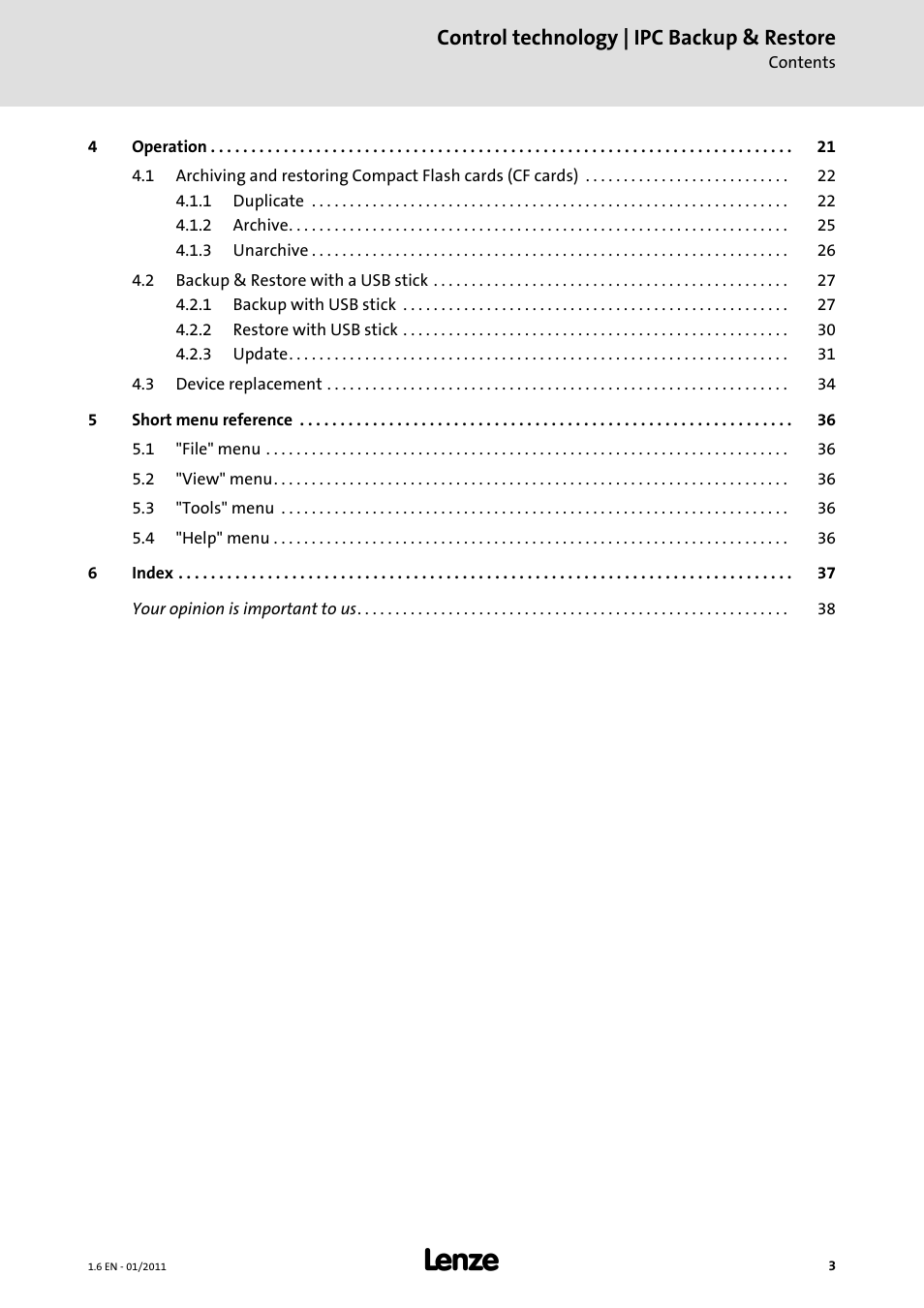 Control technology | ipc backup & restore | Lenze Backup + Restore__Backup+Restore (PC-based) User Manual | Page 3 / 40