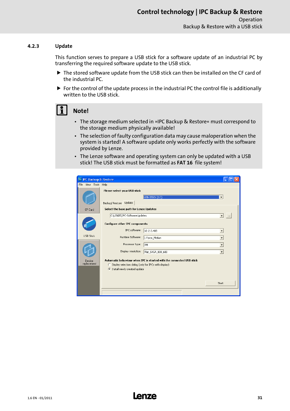 3 update, Of the runtime software, Update | Lenze Backup + Restore__Backup+Restore (PC-based) User Manual | Page 31 / 40