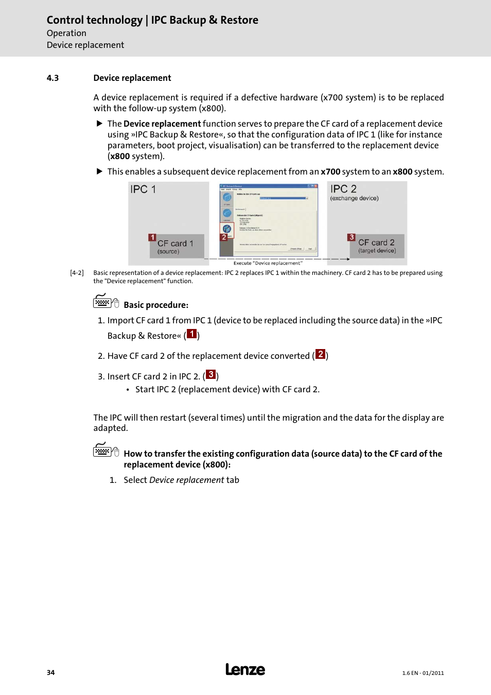 3 device replacement, Control technology | ipc backup & restore | Lenze Backup + Restore__Backup+Restore (PC-based) User Manual | Page 34 / 40