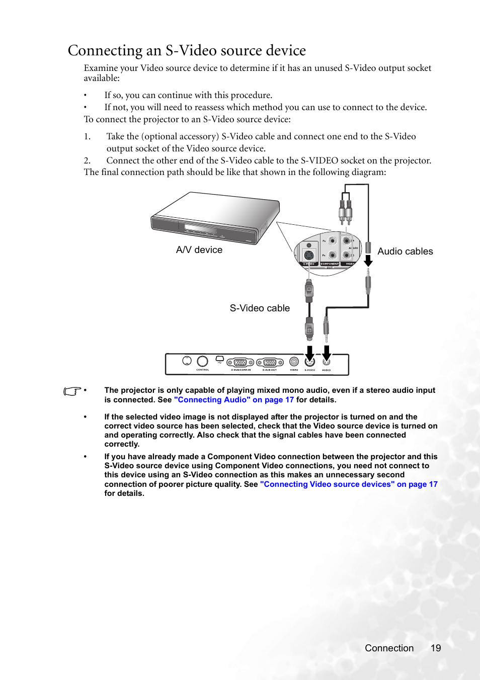 Connecting an s-video source device | BenQ MP620p User Manual | Page 25 / 55