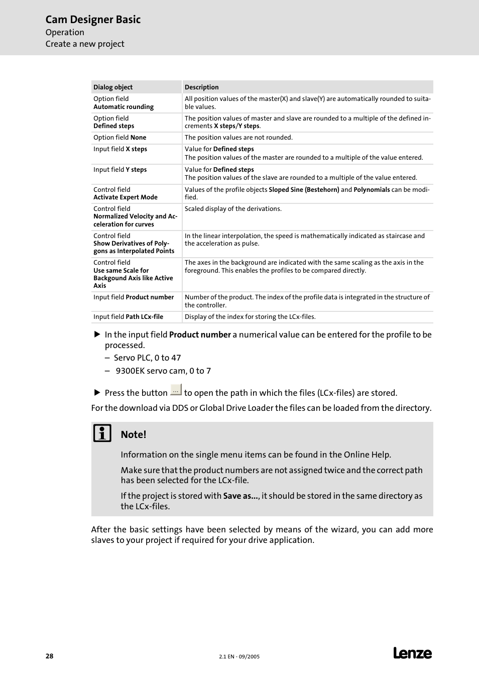 Cam designer basic | Lenze Cam Designer Basic User Manual | Page 28 / 53