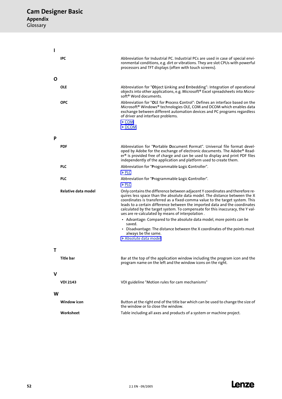 Opc ( ole, The opc s, Cam designer basic | Lenze Cam Designer Basic User Manual | Page 52 / 53