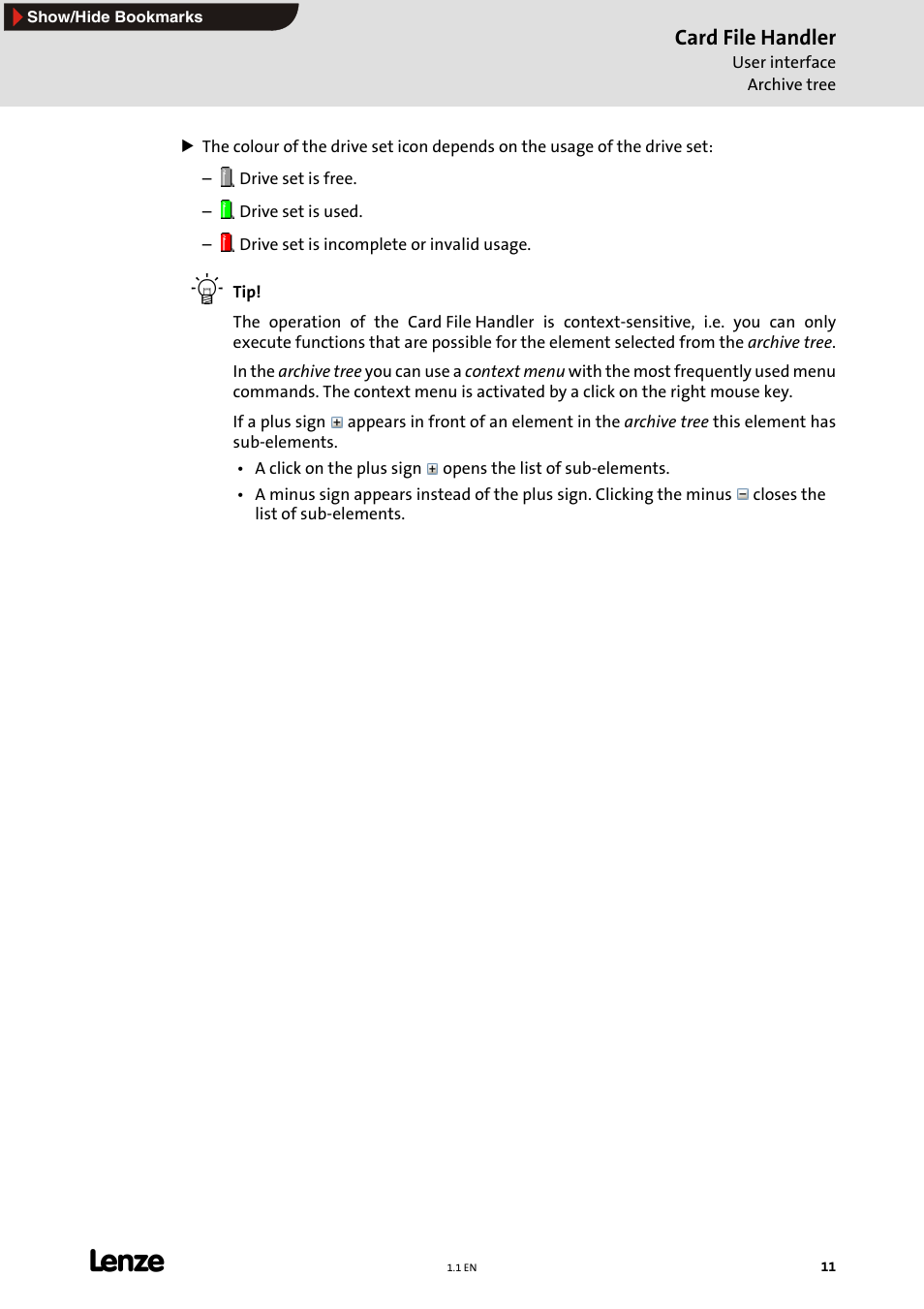 Card file handler | Lenze Card File Handler User Manual | Page 11 / 37