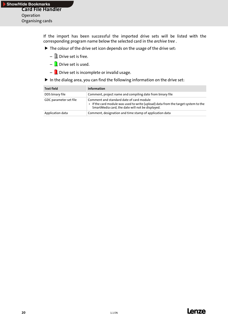 Card file handler | Lenze Card File Handler User Manual | Page 20 / 37