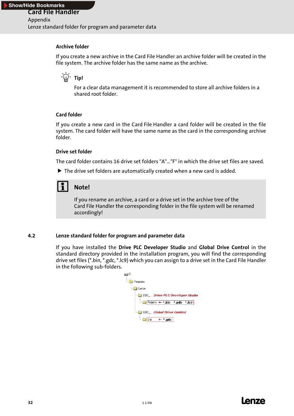 Lenze Card File Handler User Manual | Page 32 / 37
