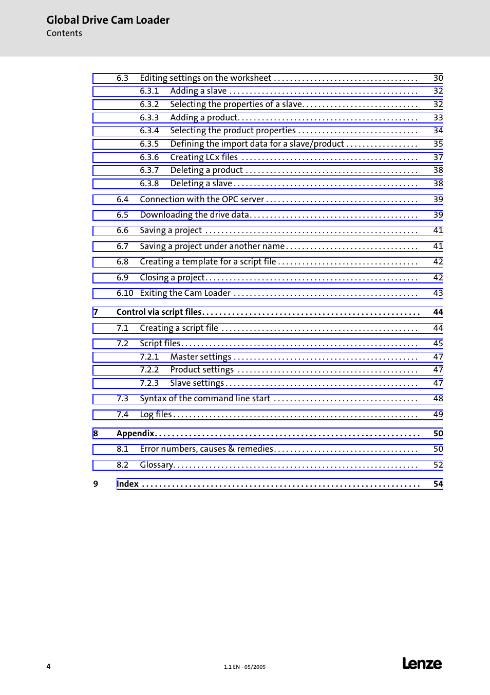 Global drive cam loader | Lenze Global Drive Cam Loader User Manual | Page 4 / 54