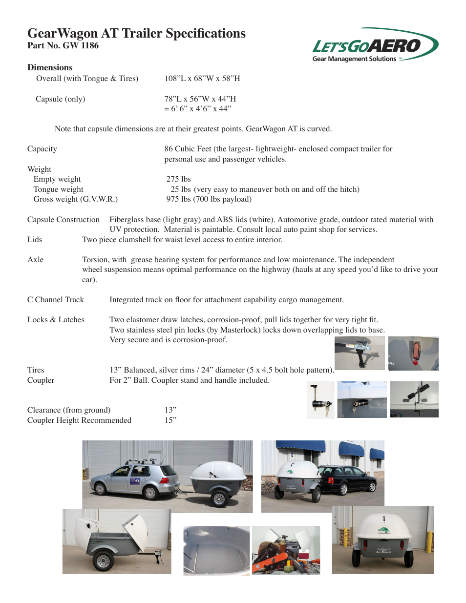 Let's Go Aero GearWagon AT Trailer GW 1186 User Manual | 1 page